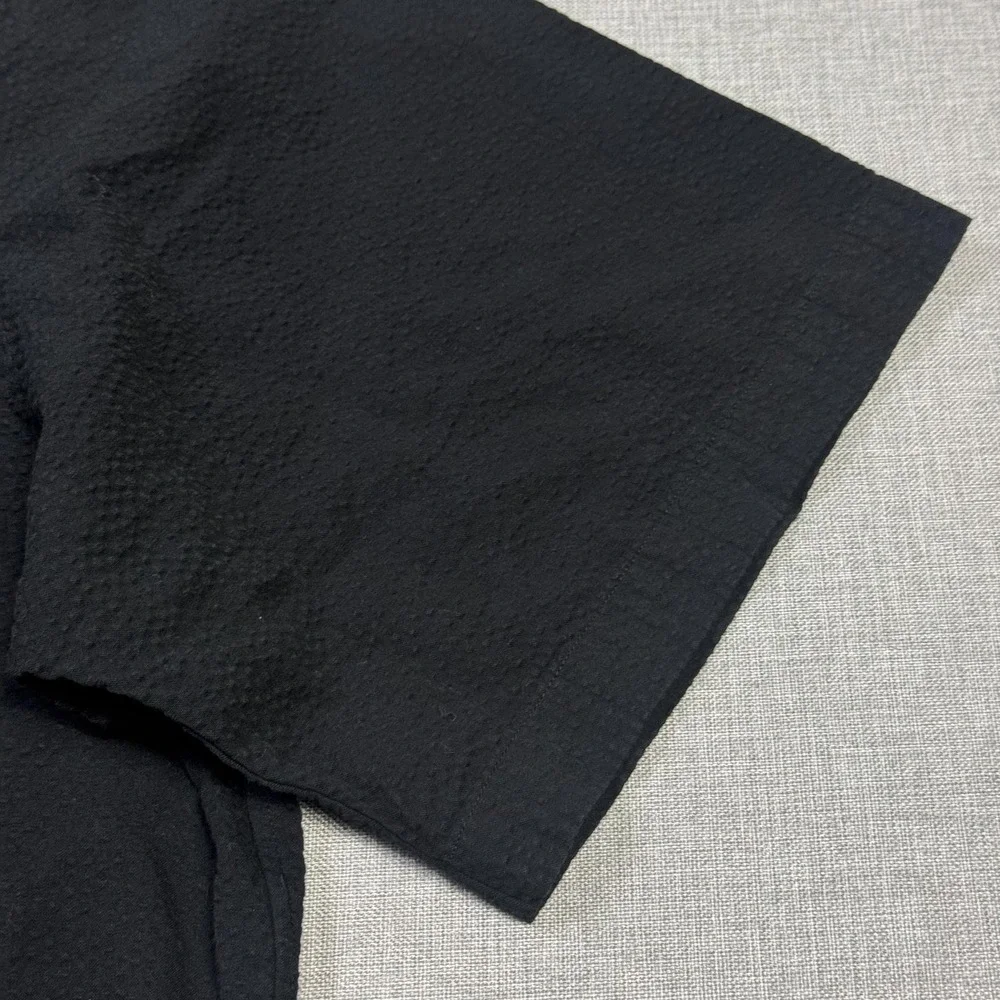 Ralph Lauren Seersucker Button Shirt Mens 2XLT Black Short Sleeve Classic Fit